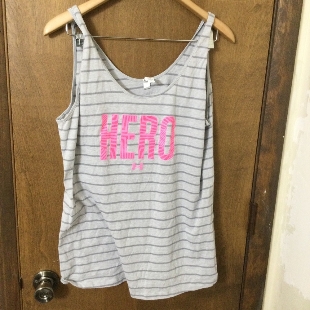 Under Armour Women’s XL Gray Tank with Pink Accents “HERO”